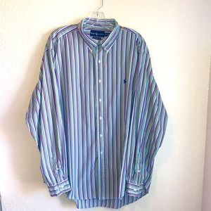 Ralph Lauren Classic Fit Men’s Size 18 XXL Long Sleeve Button Up Striped Shirt!